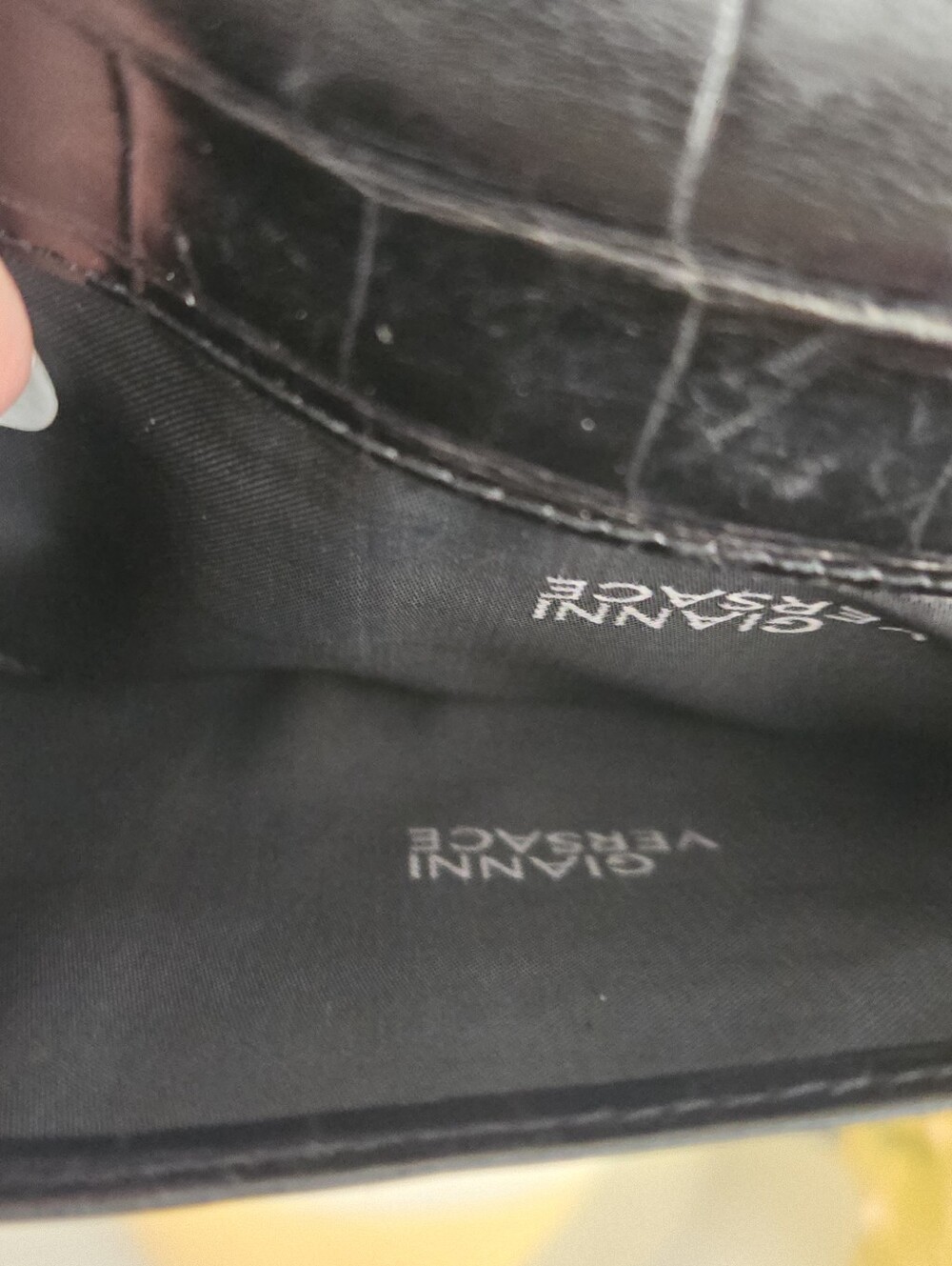 Vintage Gianni Versace Black Croc-Embossed Leather Long Wallet Clutch - Picture 7 of 15